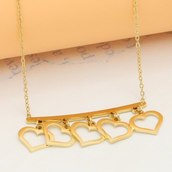 Yellow Gold Heart Charm Necklace with Adjustable Chain, XPNL0356 - Picture 1 of 11